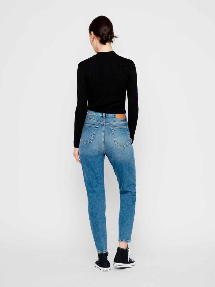 Pieces - PcLeah Mom HW Ankel - Medium Blue Denim Jeans 