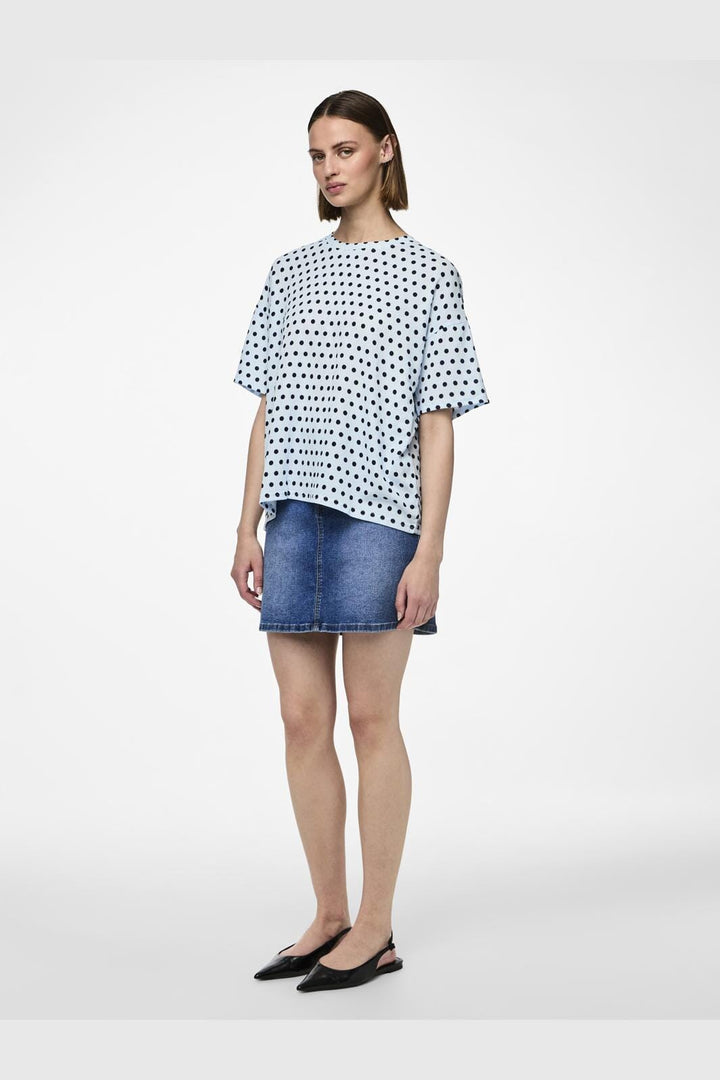 Pieces - Pcluna Ss Oversize Tee Sa - 4494488 Nantucket Breeze Dots