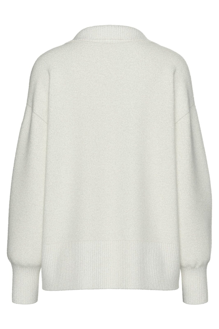 Pieces - Pcmalou Ls Polo Knit - 4824926 Cloud Dancer Melange