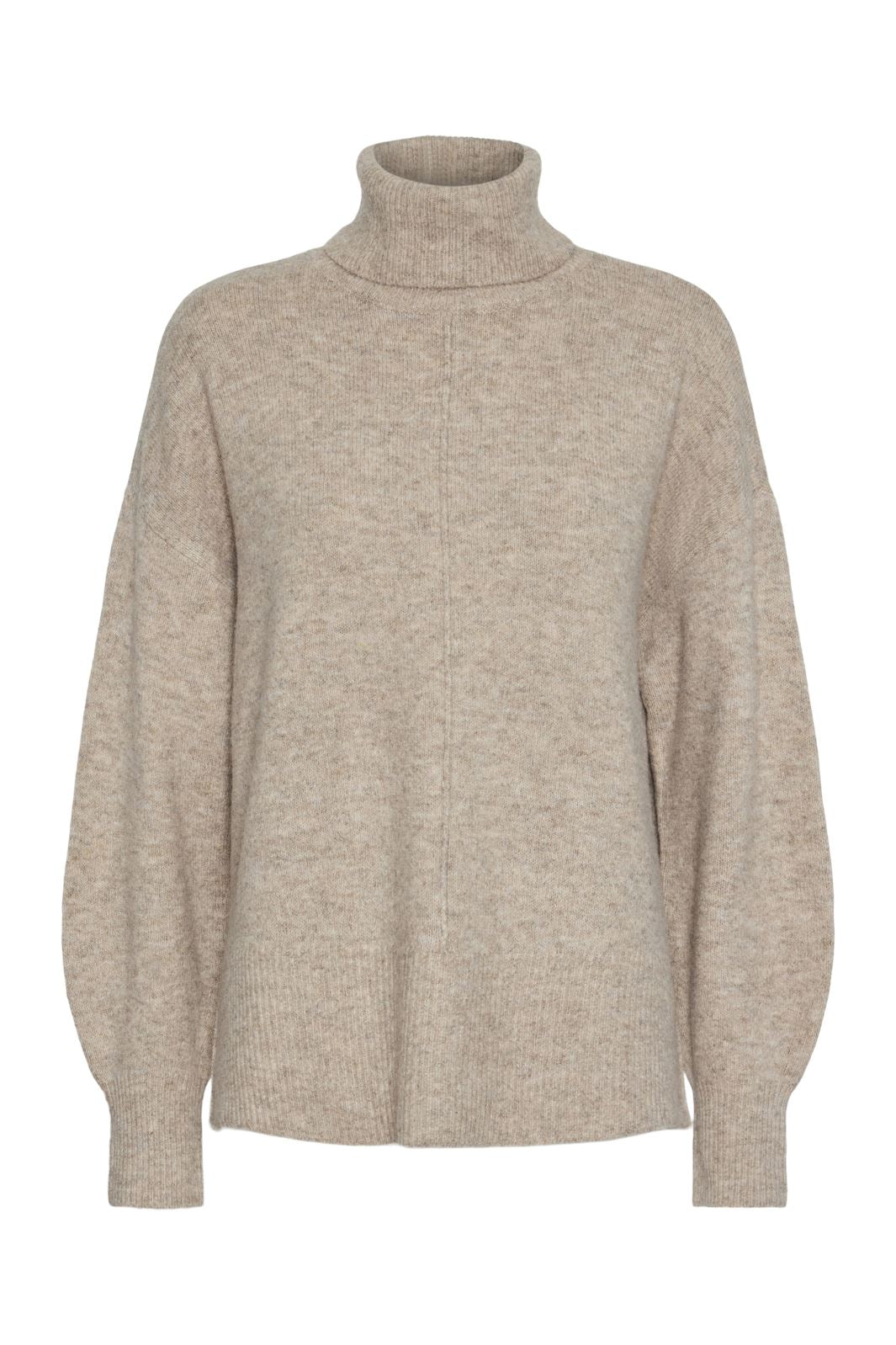 Pieces - Pcmalou Ls Rollneck Knit - 4550247 Taupe Gray Melange