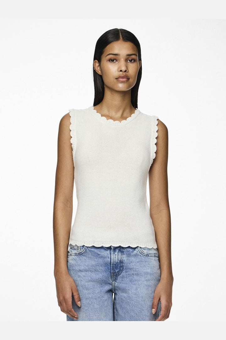 Pieces - Pcmary Sl Knit Top Pa - 4456154 Cloud Dancer