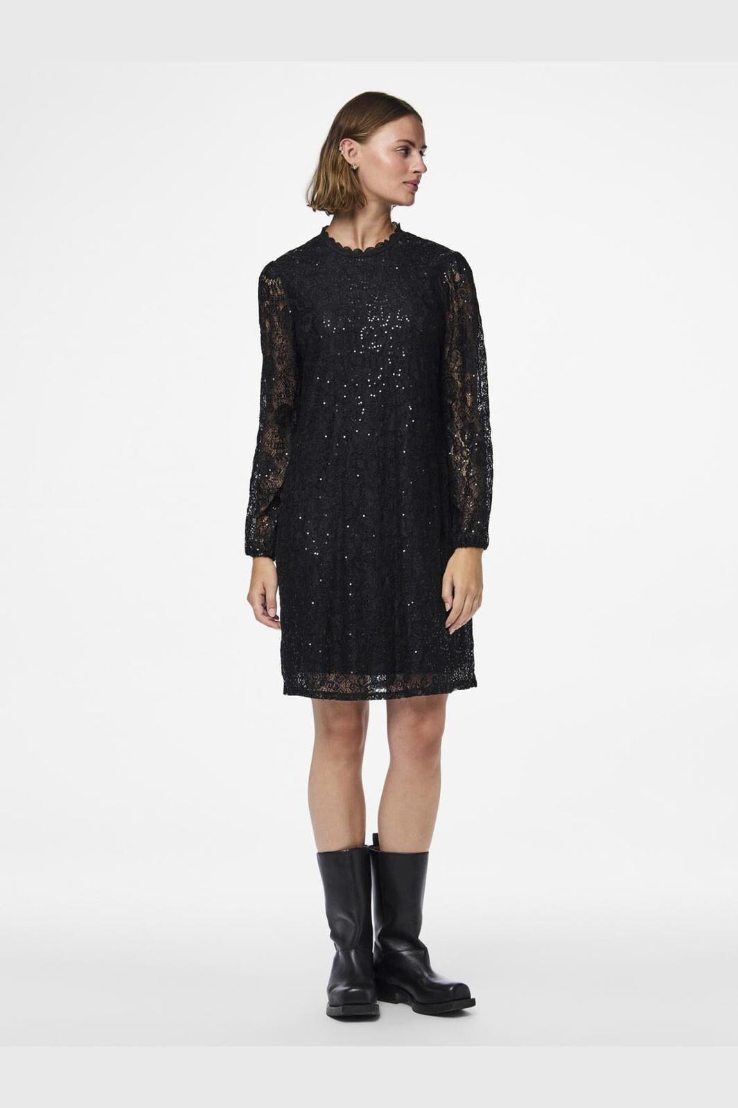 Pieces - Pcolline Ls Lace Sequins Dress Cp - 4567434 Black