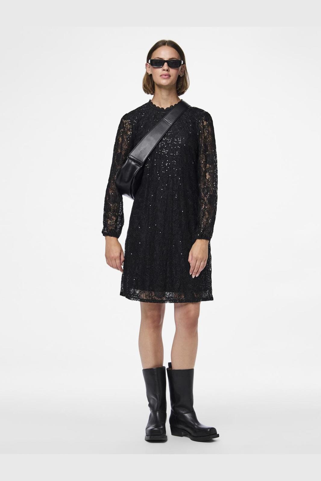 Pieces - Pcolline Ls Lace Sequins Dress Cp - 4567434 Black