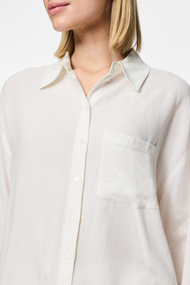 Pieces - Pcpia Ls Loose Shirt - 4648857 Bright White