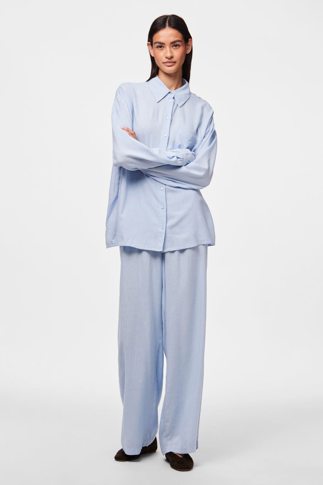 Pieces - Pcpia Ls Loose Shirt - 4648858 Cashmere Blue