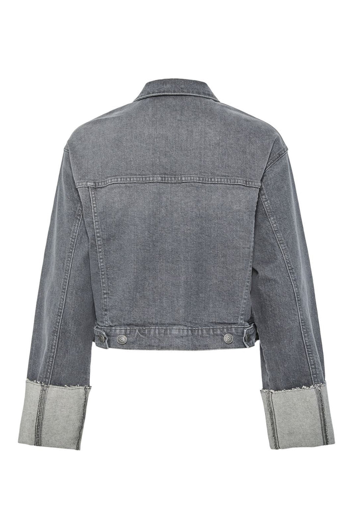 Pieces - Pcpil Fold Up Denim Jacket - 4649908 Grey Denim