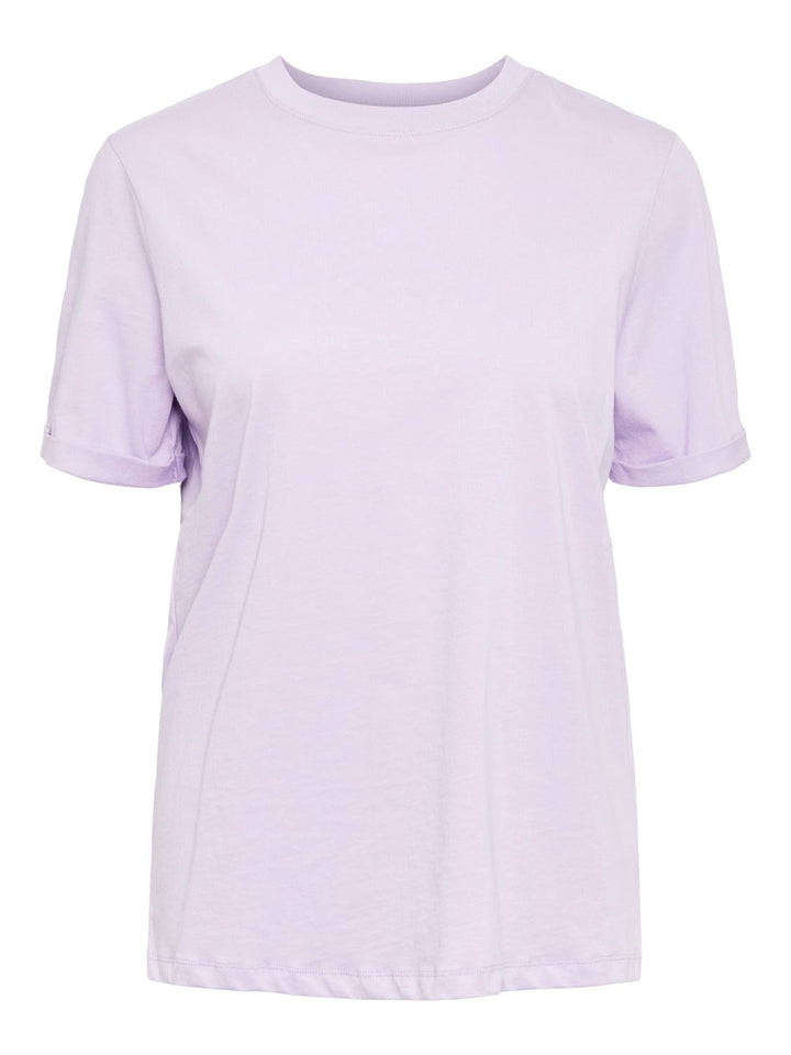 Pieces, Pcria Ss Fold Up Solid Tee, Lavendula