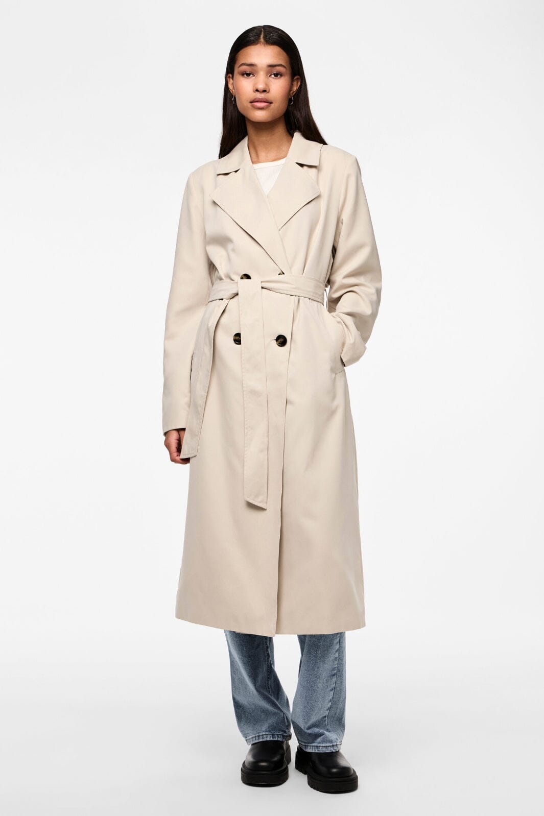 Pieces - Pcscarlett Ls Trenchcoat - 4397233 Silver Gray