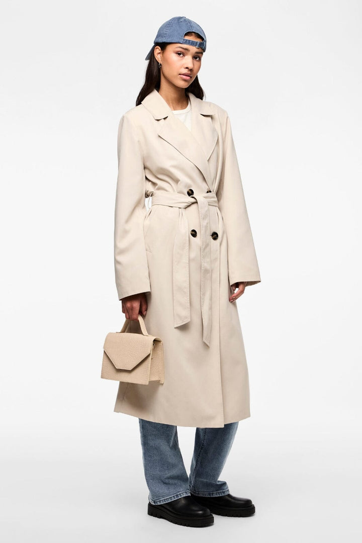 Pieces - Pcscarlett Ls Trenchcoat - 4397233 Silver Gray