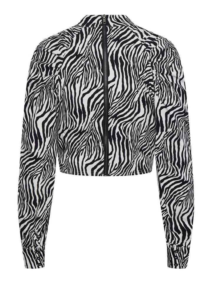 Pieces - Pcsebra Ls Cropped Top - Bright White ZEBRA Bluser 