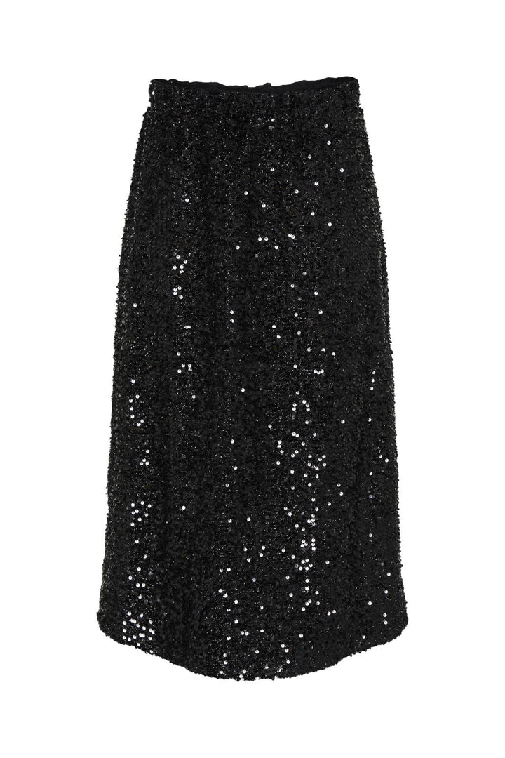 Pieces - Pcserena Sequin Midi Skirt Mm - 4537177 Black Black Sequince