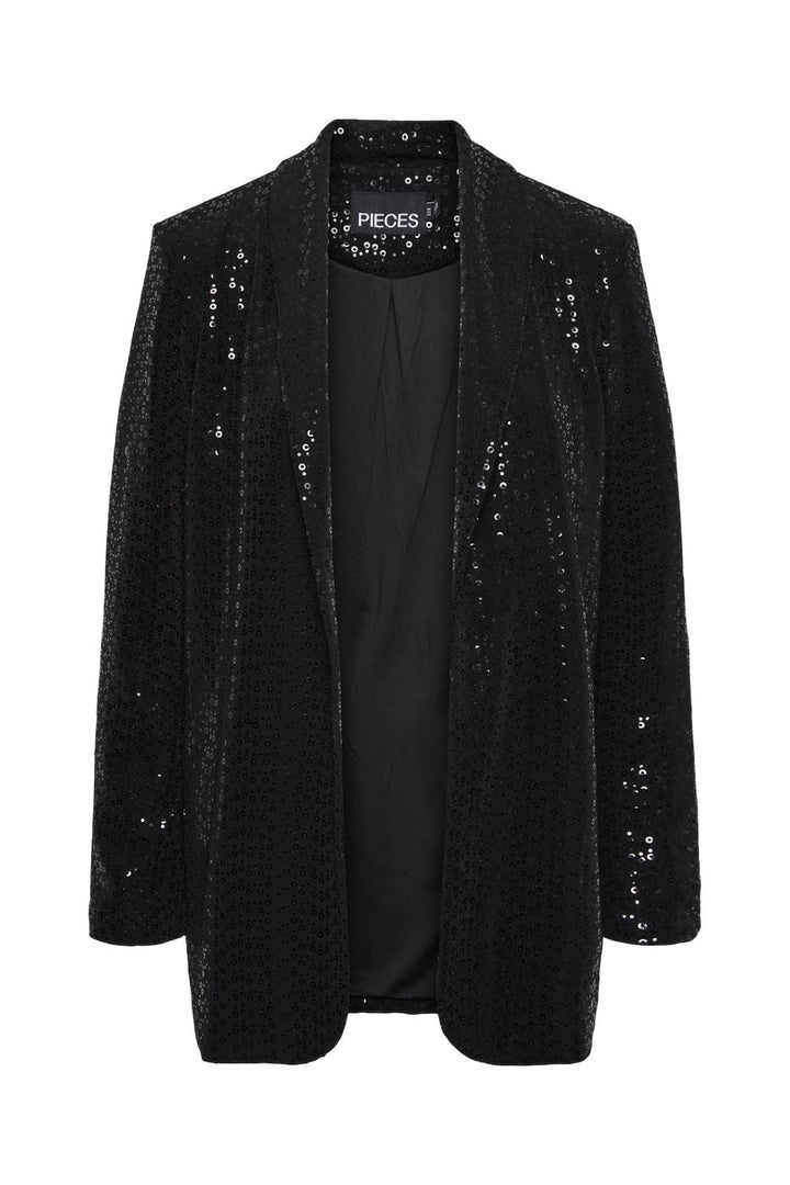 Pieces - Pcsiddy Ls Blazer - 4606586 Black Black Sequins