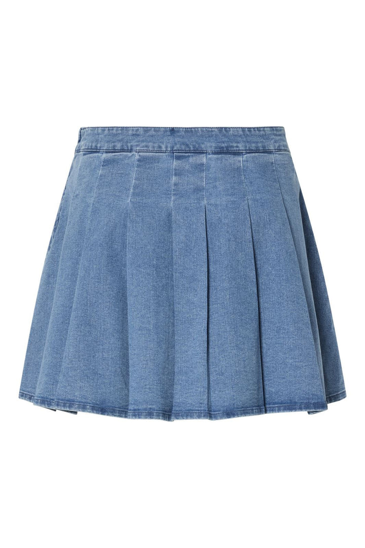 Pieces - Pcsilje Plissé Mini Denim Skirt - 4691849 Light Blue Denim