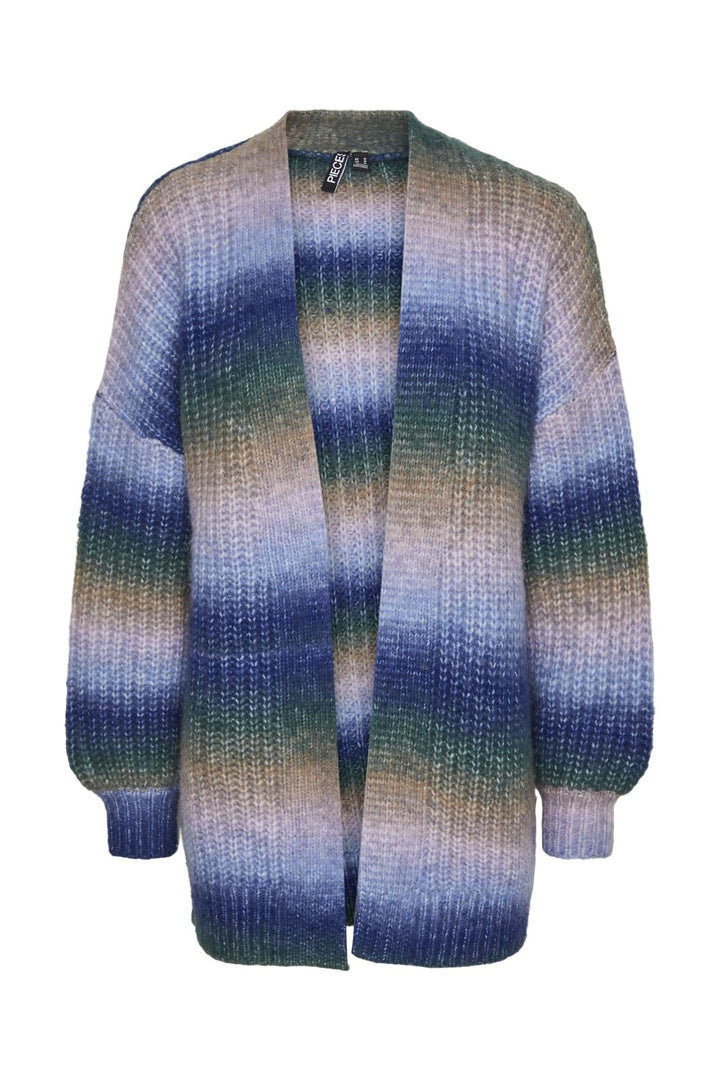 Pieces - Pcsillo Ls Rainbow Cardigan Knit Mm - 4526382 Silver Mink Trekking Green/Bellwether Blue/Hydrangea/Pink Lavender