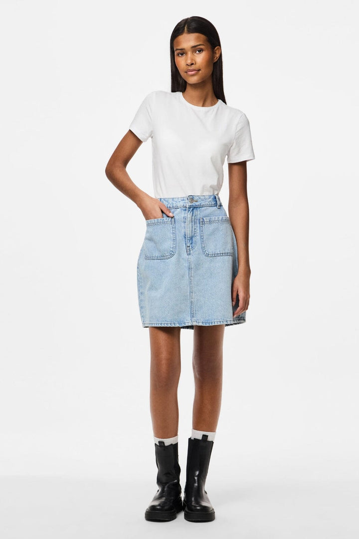 Pieces - Pcsky Mini Denim Skirt - 4687630 Light Blue Denim