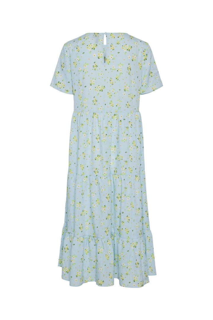 Pieces - Pcstella Ss O-Neck Midi Dress - 4625014 Nantucket Breeze White Flower