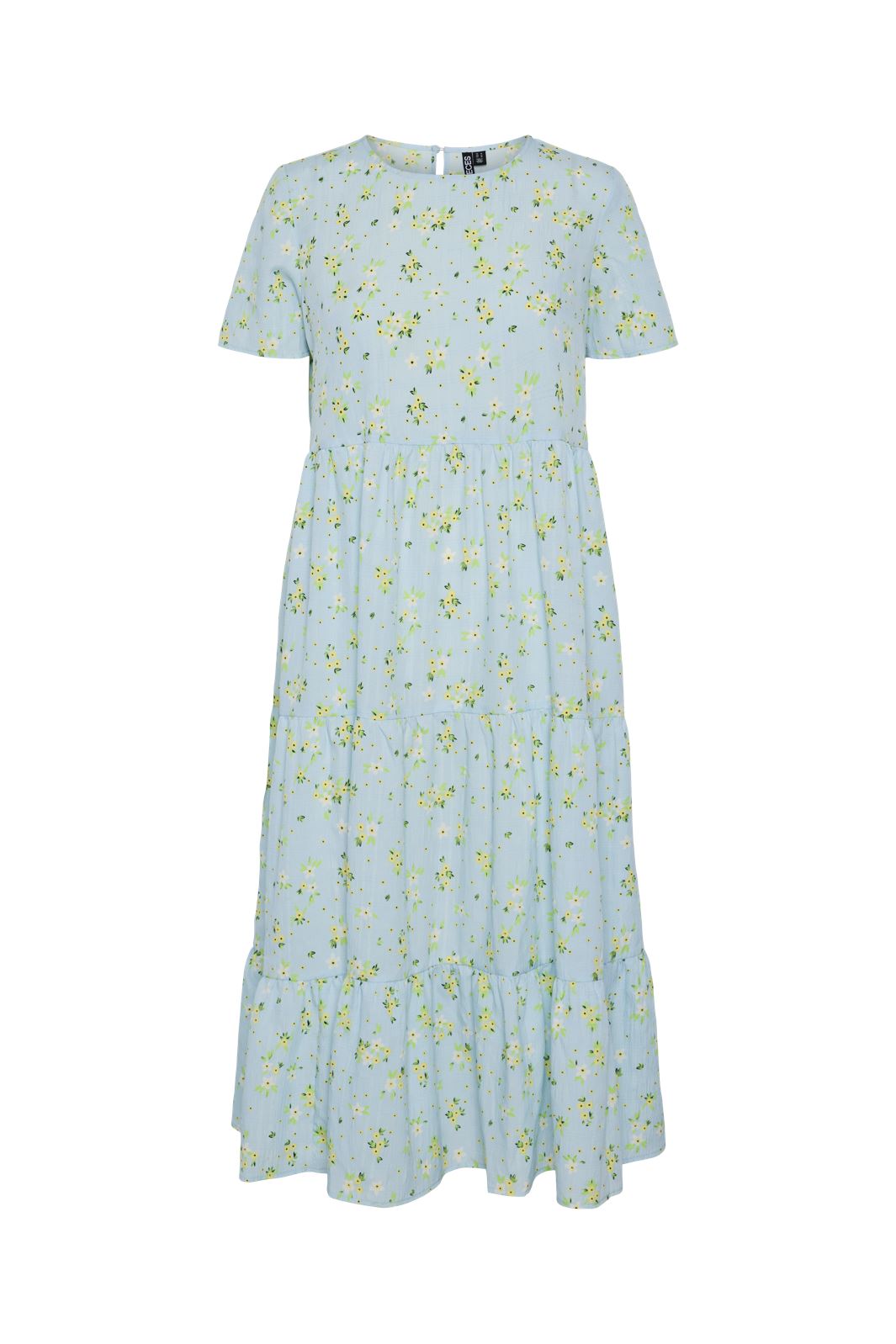 Pieces - Pcstella Ss O-Neck Midi Dress - 4625014 Nantucket Breeze White Flower