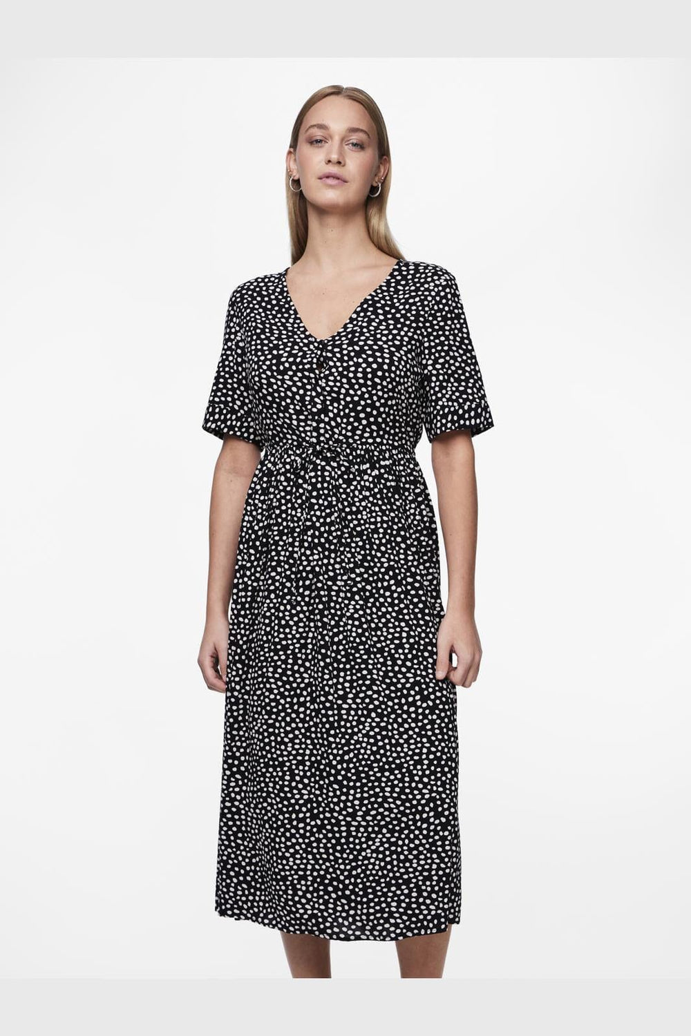 Pieces - Pctala Ss String Tie Midi Dress - 4406756 Black Dot