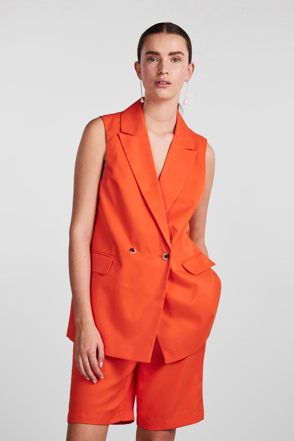 Pieces - Pctally Blazer Vest - Tangerine Tango Veste 