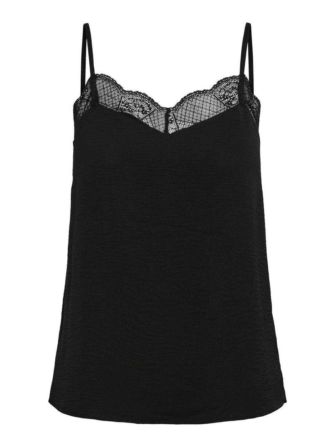 Pieces - Pctiffany Strap Lace Top Bc - Black Tank Top 