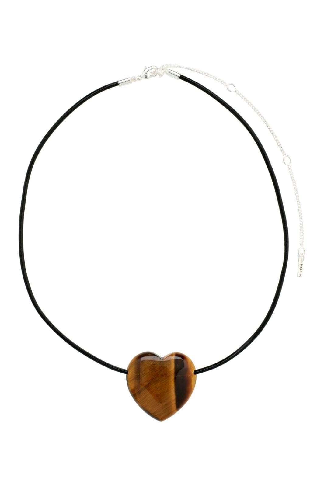 PILGRIM - Stay Tiger Eye Necklace - Silver Plated Halskæder 