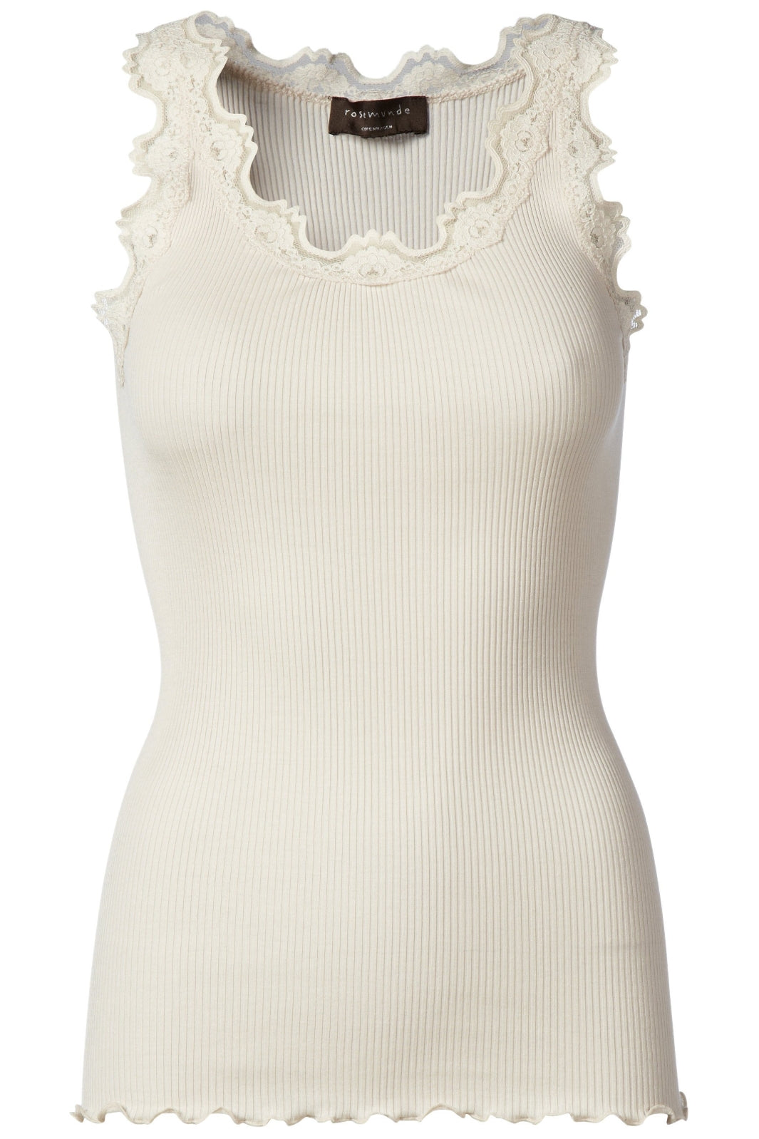 Rosemunde - Silk Top Regular w/ Vintage Lace - Soft Powder Toppe 