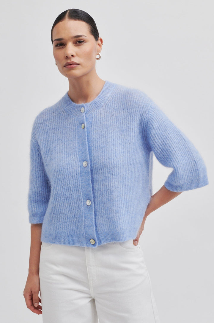 Second Female - Andrea Knit Rib Cardigan - 5106 Ice Water Cardigans 