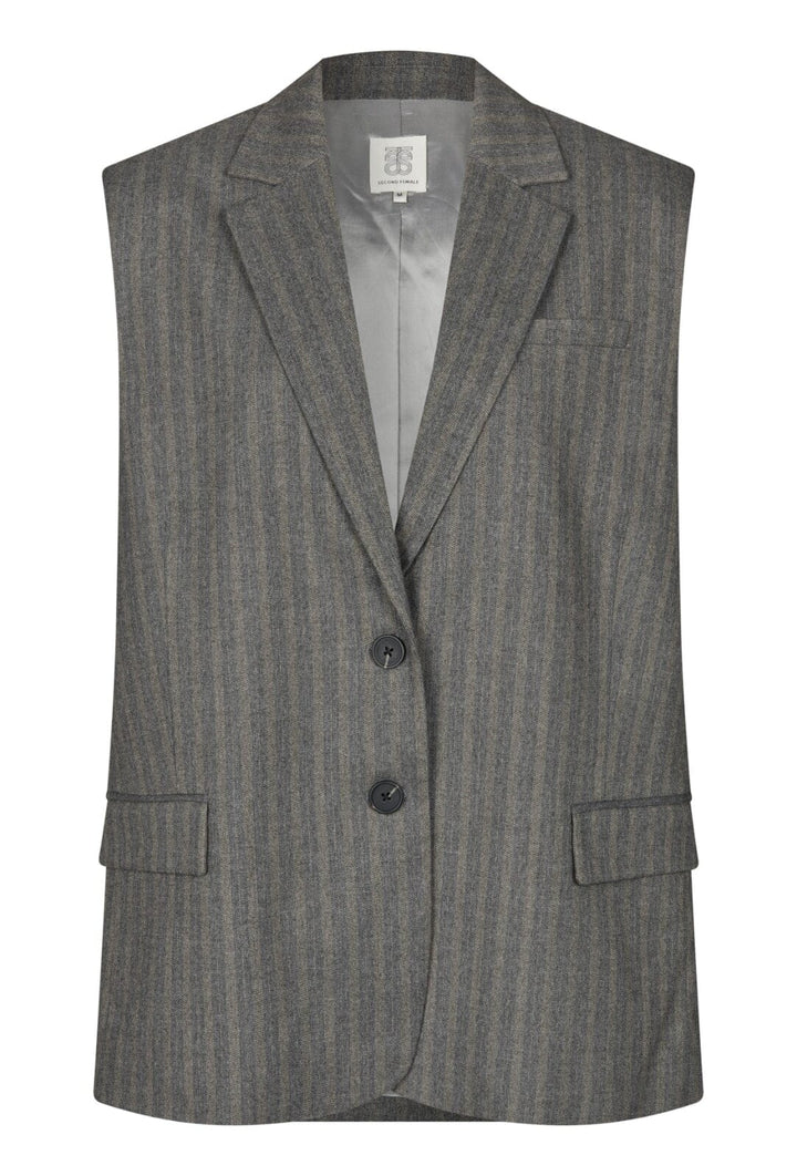 Second Female - Hollanda Oversize Waistcoat - Dark grey melange Veste 