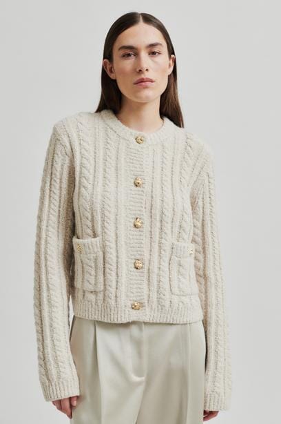 Second Female - Karolina Knit Cardigan 59151 - Pumice Stone Cardigans 