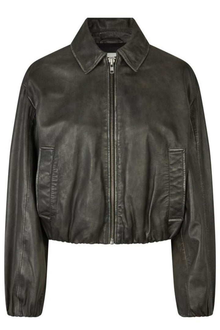 Second Female - Lato Leather Bomber Jacket  59476 - Thunderstorm