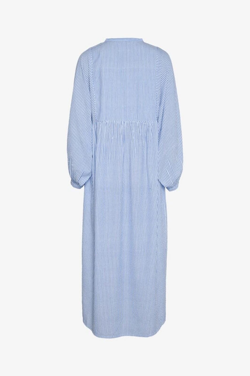 Forudbestilling - Sissel Edelbo - Vera Leftover Cotton Dress SE 1219 - Light Blue & White Kjoler 