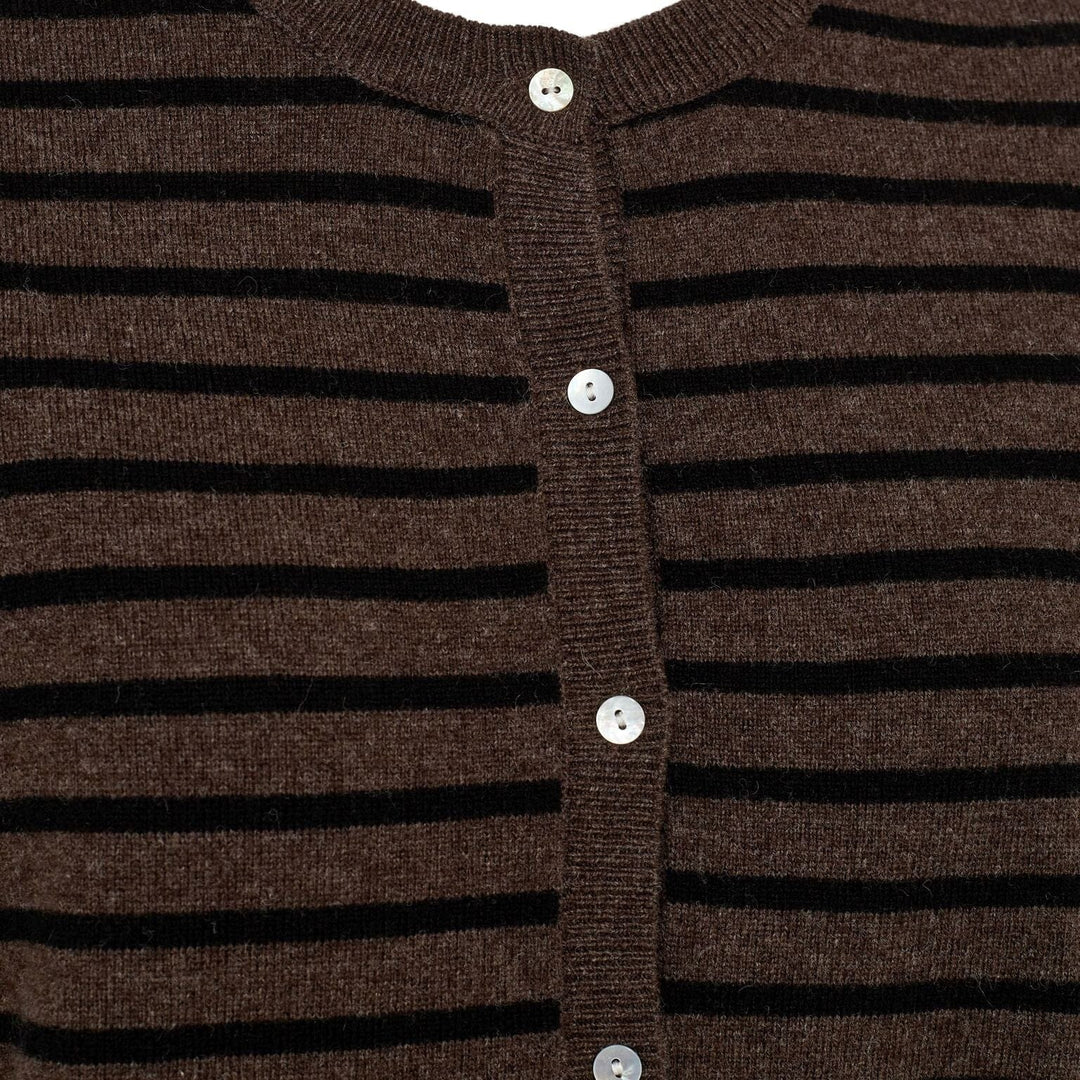 Sofie Schnoor - Cardigan - 7141 Dark Brown Black Striped Cardigans 