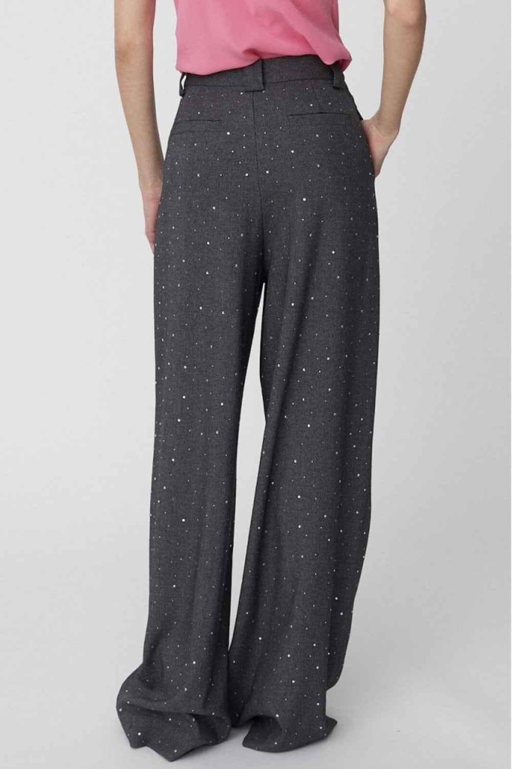 Stella Nova - Rhinestone Suiting Pants - 920 Mélange Grey