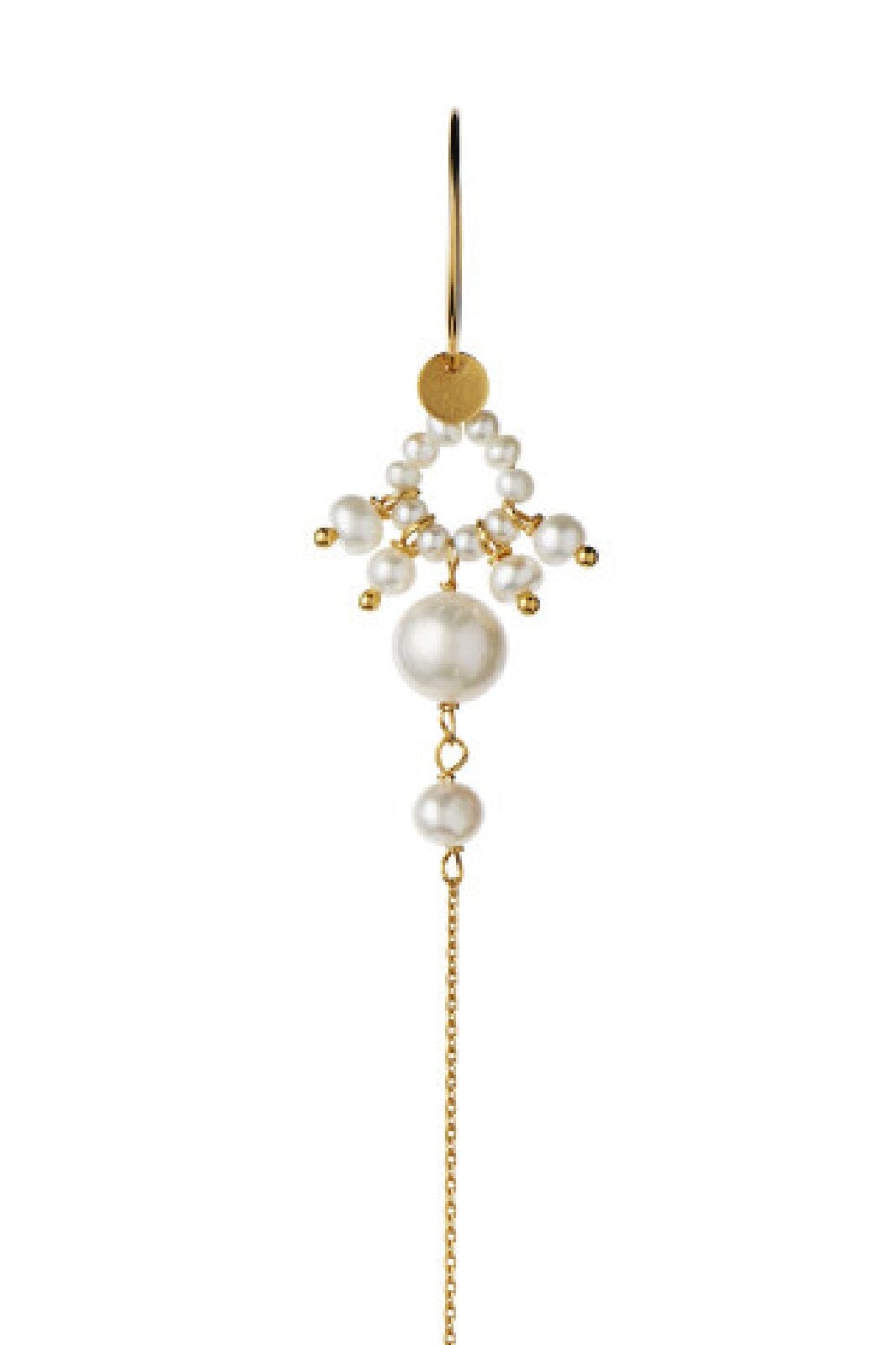 Stine A - Heavenly Pearl Dream Hoop Gold – White Pearls & Chain - 1288-02-S Øreringe 