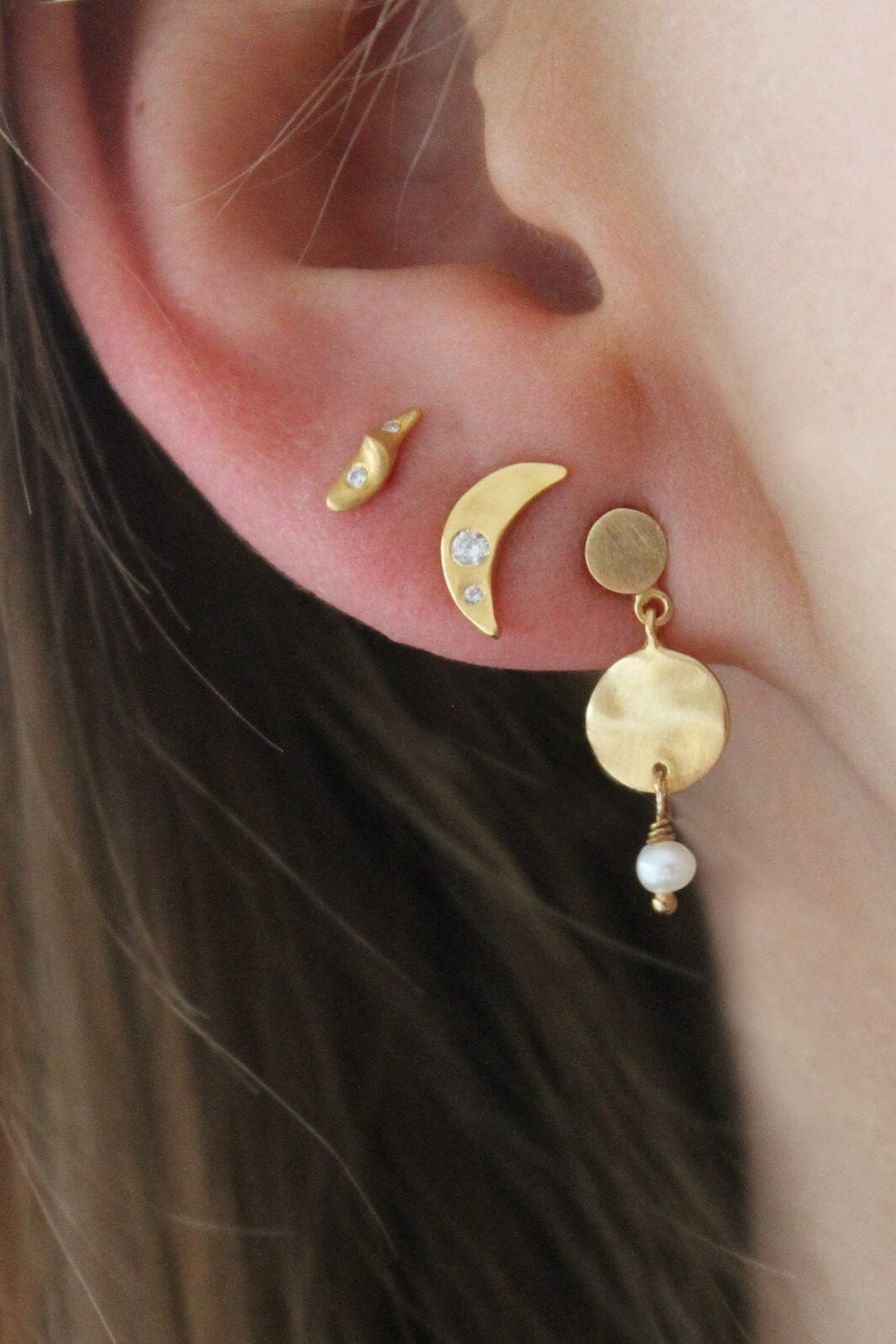 Stine A - Petit Bella Moon Earring Gold - 1281-02-S Øreringe 