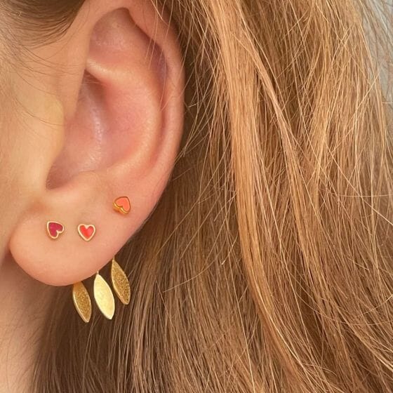 Stine A - Petit Love Heart Earring Gold - 1181-02 - Burgundy Øreringe 