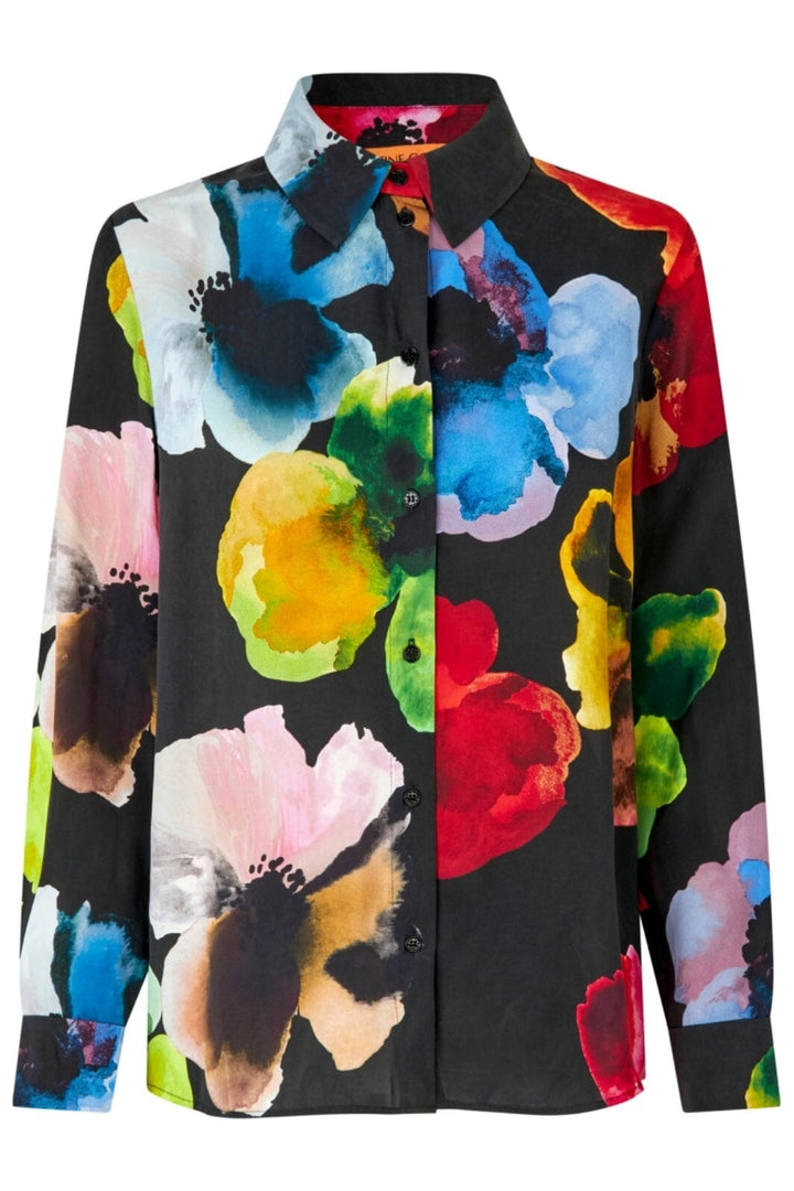 Stine Goya - Long Sleeve Shirt, 2263 Dry Viscose - Watercolor Bloom Bluser 