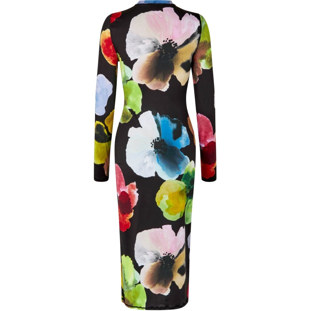 Stine Goya - Pullover Long Sleeve Midi Dress, 2244 Stocking Jersey - Watercolor Bloom Kjoler 