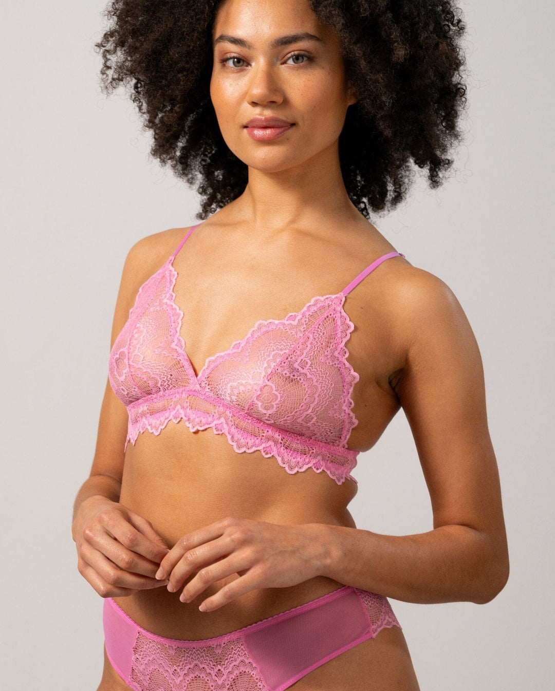 Understatement Underwear - Lace Triangle Bralette - Candy Pink BH 