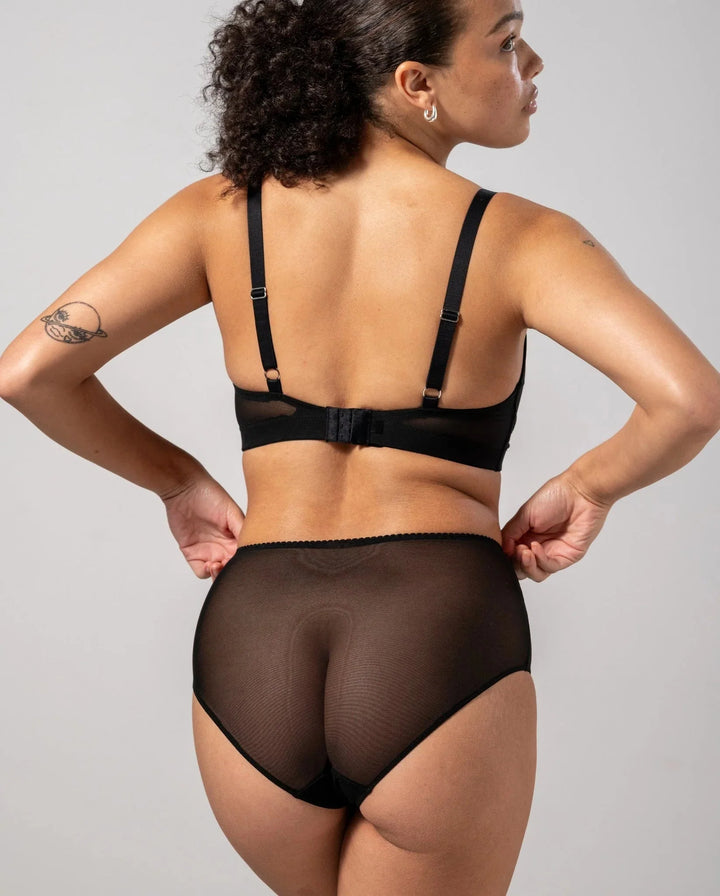 Understatement Underwear - Mesh Highwaist Briefs - Black Underbukser 