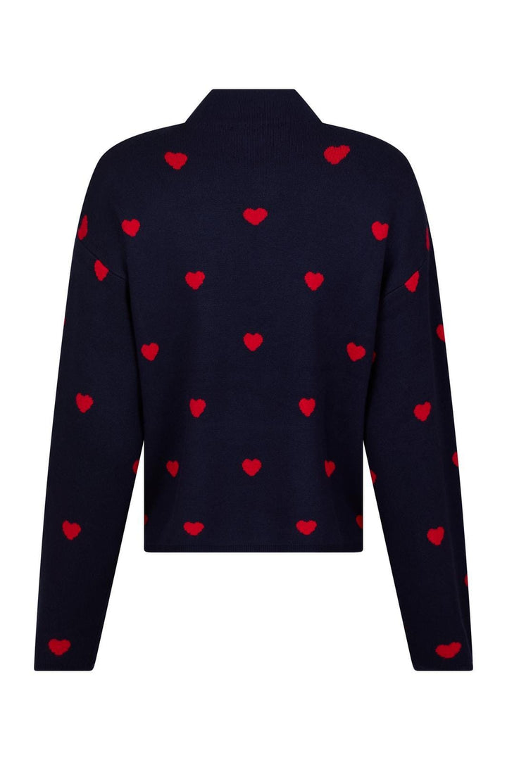 Valentin Studio - Heart Knit Blouse - Navy Strikbluser 