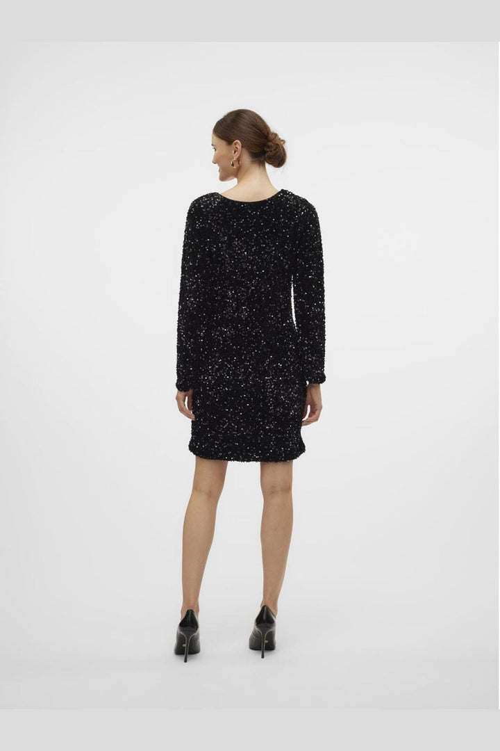 Vero Moda - Vmbella Ls Short 2-Way Dress - 4675526 Black Black Sequins