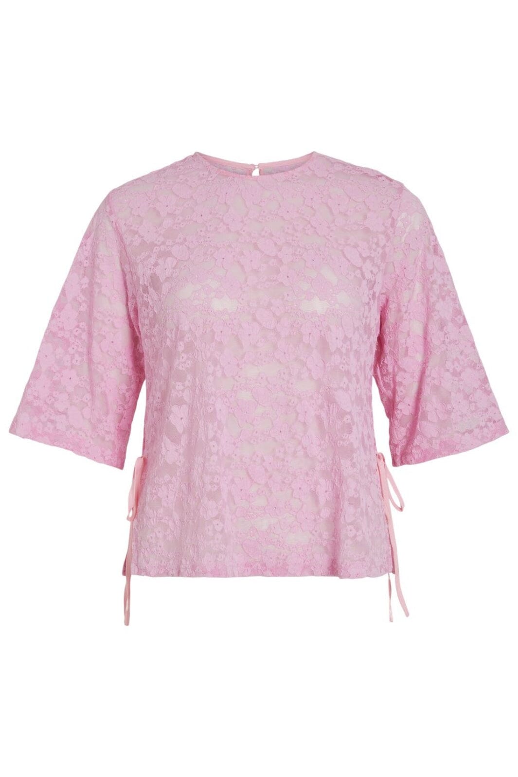 Vila - Ian 2/4 Sleeves Lace T-Shirt - 4759580 Bonbon