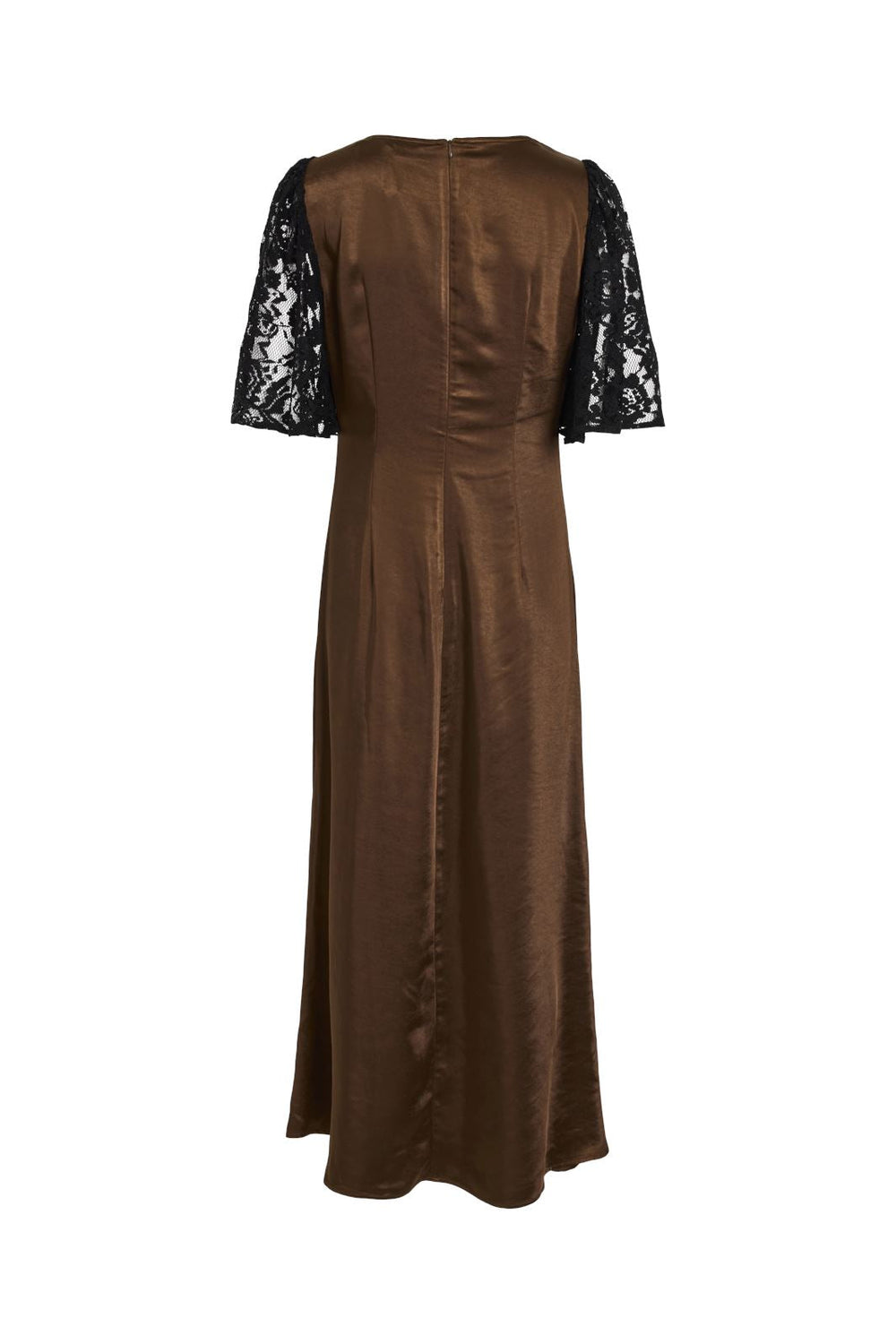 Vila - Vikabiha 2/4 Lace Detail Midi Dress - 4720263 Coffee Bean Black Lace