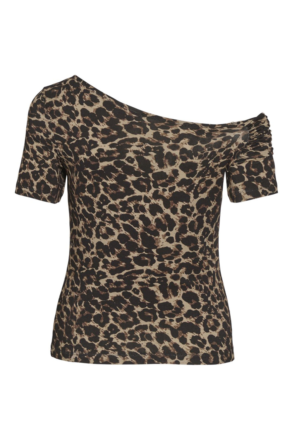 Vila - Visuri S/S Printed Twist Top - 4733827 Black Leo