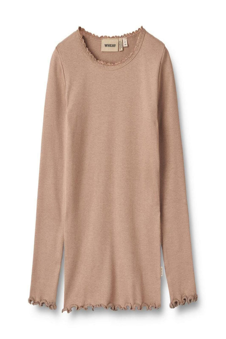 Wheat Main - Rib T-shirt L/s Reese - 1164 Nougat Rose