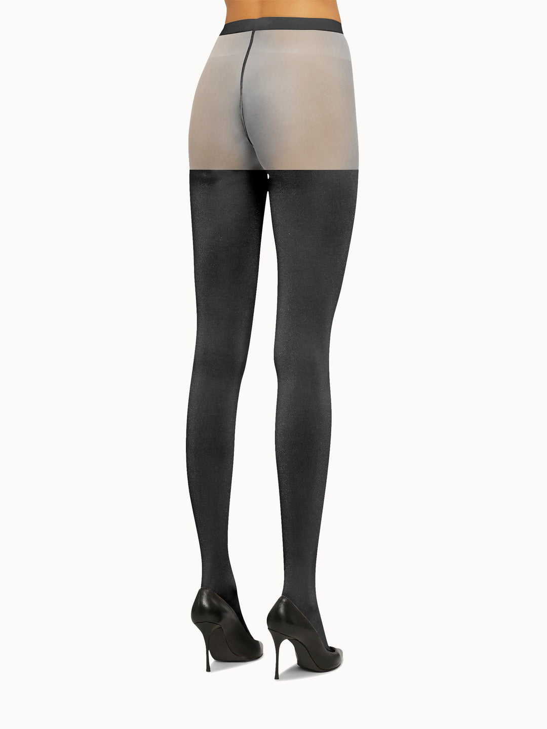 Wolford - Shiny Sheer Tights - Black/Pewter Strømpebukser 