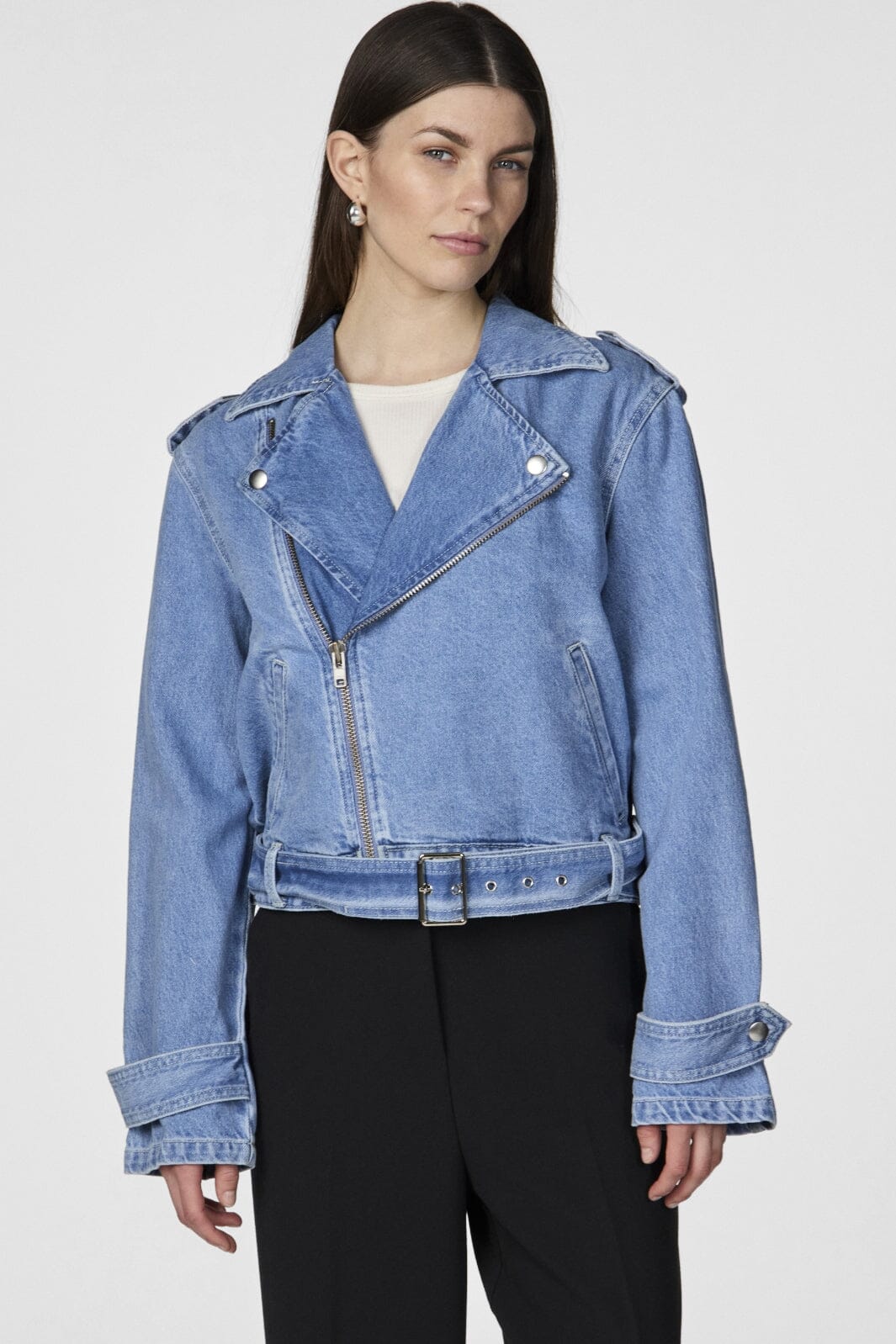 Y.A.S - Yasabigail Ls Denim Biker Jacket 26036312 - 4652460 - Medium Blue Denim