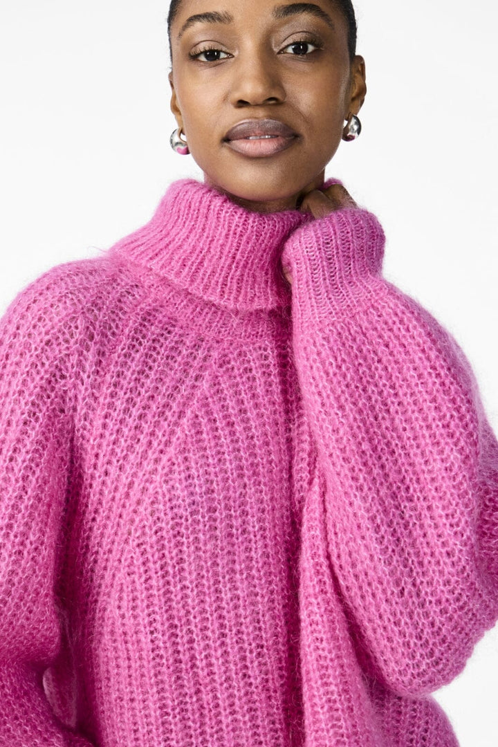 Y.A.S - Yaslambi Ls Knit Rollneck Pullover - 4656393 Fuchsia Fedora Strikbluser 