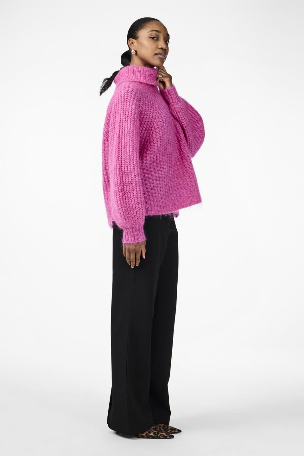 Y.A.S - Yaslambi Ls Knit Rollneck Pullover - 4656393 Fuchsia Fedora Strikbluser 